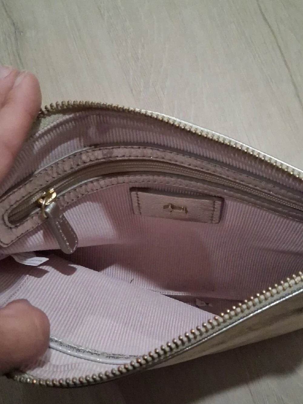 RADLEY LONDON Silver Metallic Wristlet Clutch